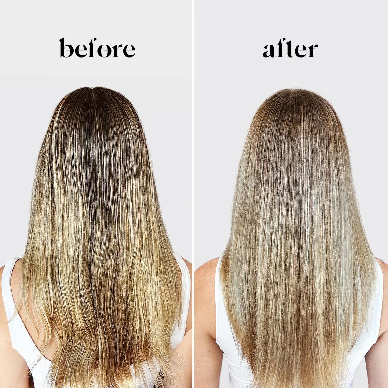 Kitsch conditioner bar being applied to hair showing purple tone deposit and detangling benefit: smoother strands