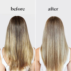 Kitsch conditioner bar being applied to hair showing purple tone deposit and detangling benefit: smoother strands