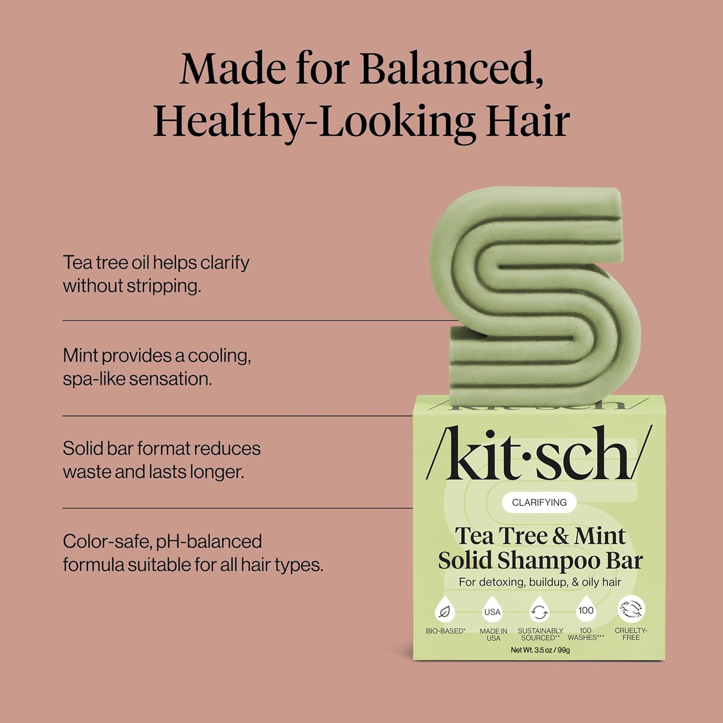 Kitsch label details with ingredients and eco claims for ingredient transparency