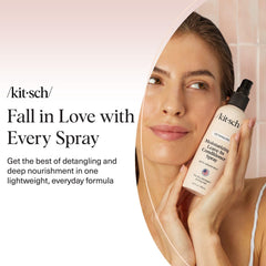 Kitsch bottle alongside heatless curlers showing compatibility for styling