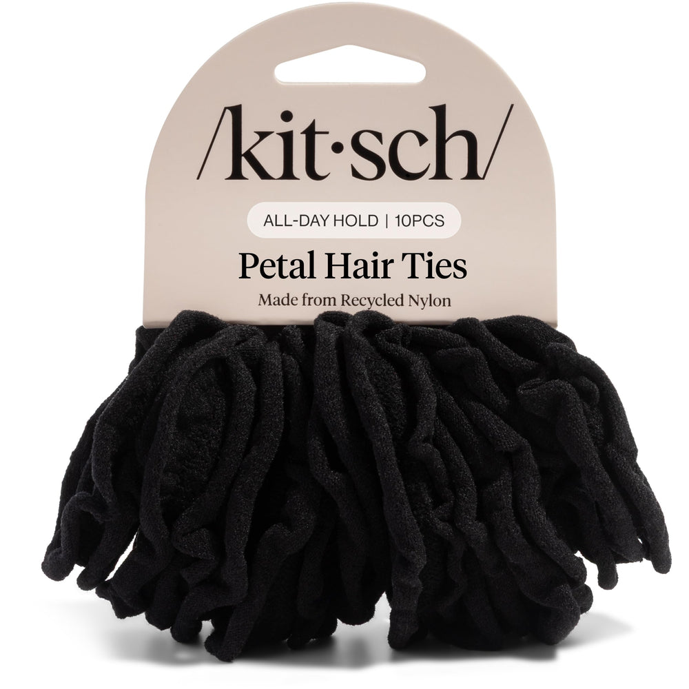 Kitsch petal hair ties front packaging showing set of ten, easy selection benefit