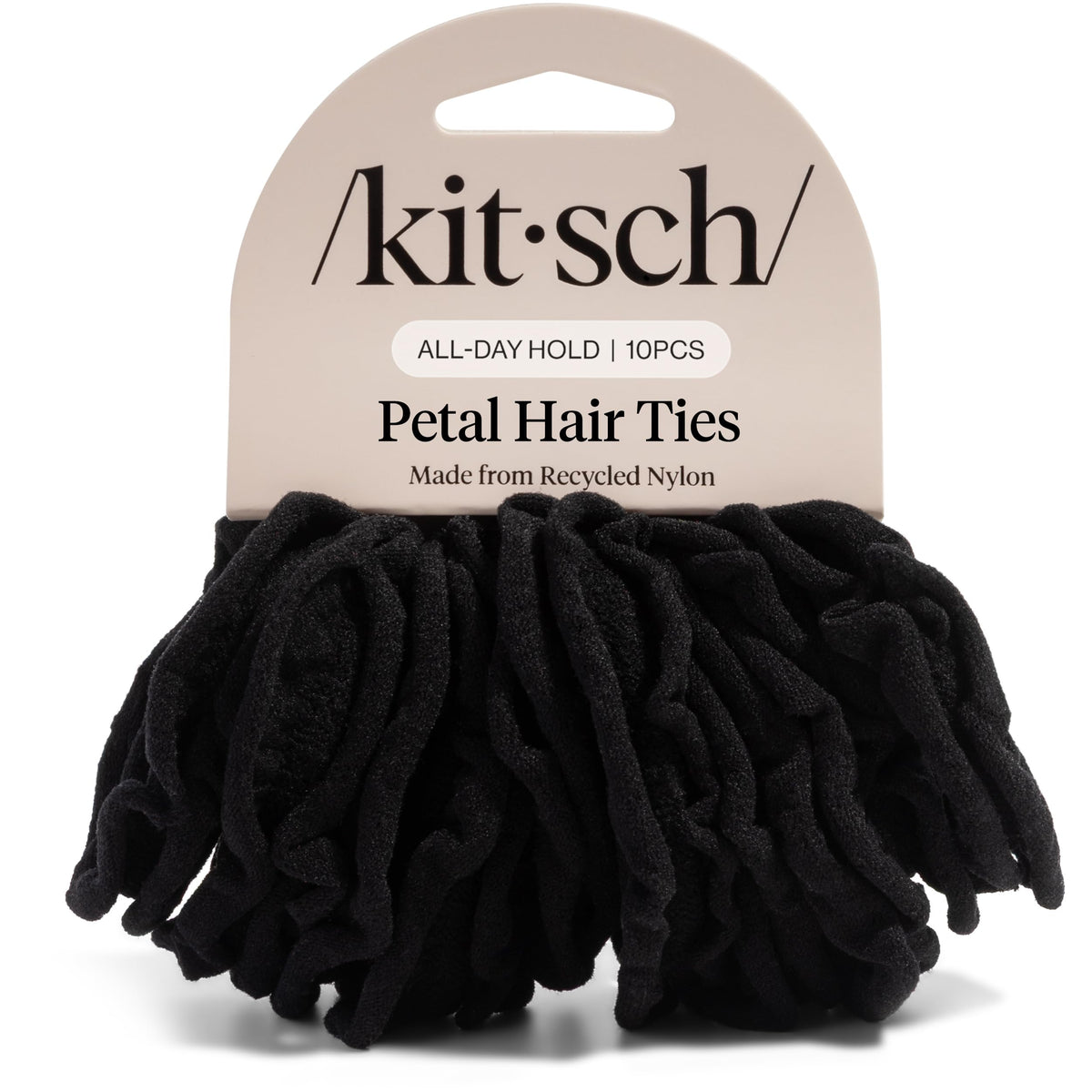 Kitsch petal hair ties front packaging showing set of ten, easy selection benefit