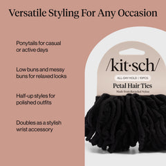 Kitsch label highlighting recycled fabric tag and sustainable materials benefit