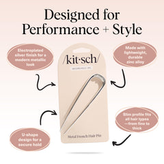 Kitsch hair pin holding a chignon top view showing stable, polished result