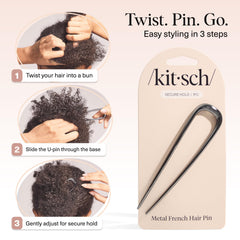 Kitsch pin next to travel pouch showing portability and quick touch-up benefit