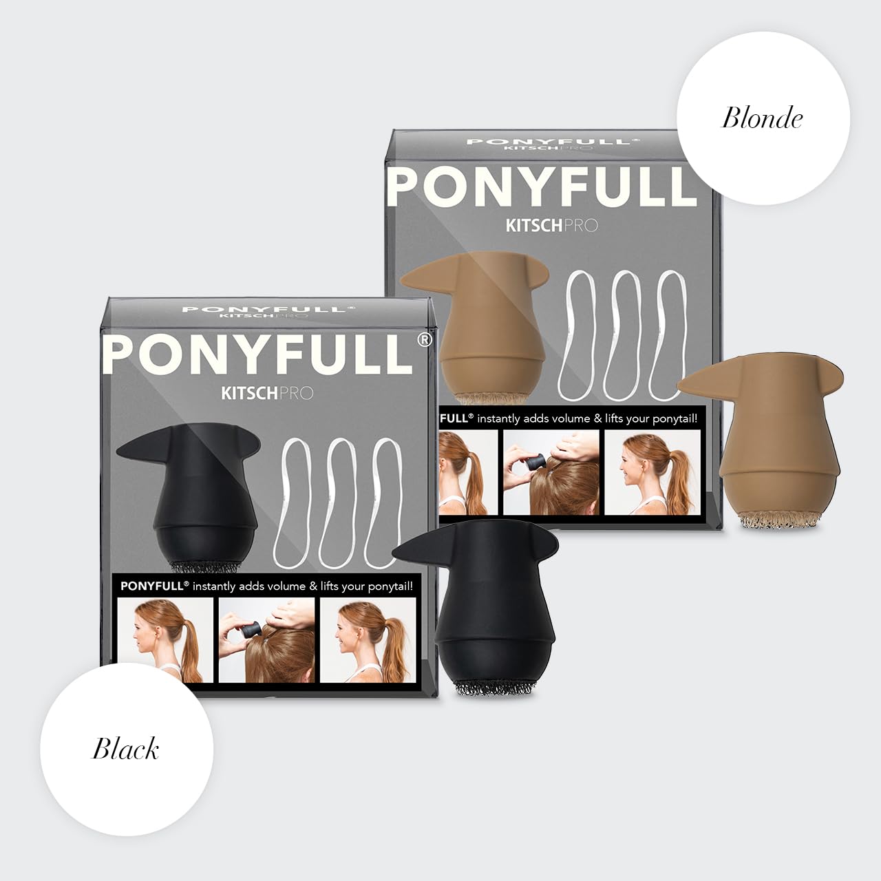 Kitsch PONYFULL worn with casual outfit adding visible volume for confidence benefit