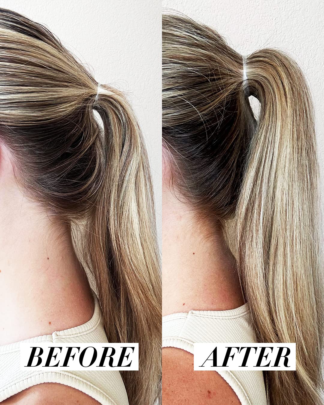 Kitsch PONYFULL hidden under hair close view demonstrating seamless blend benefit