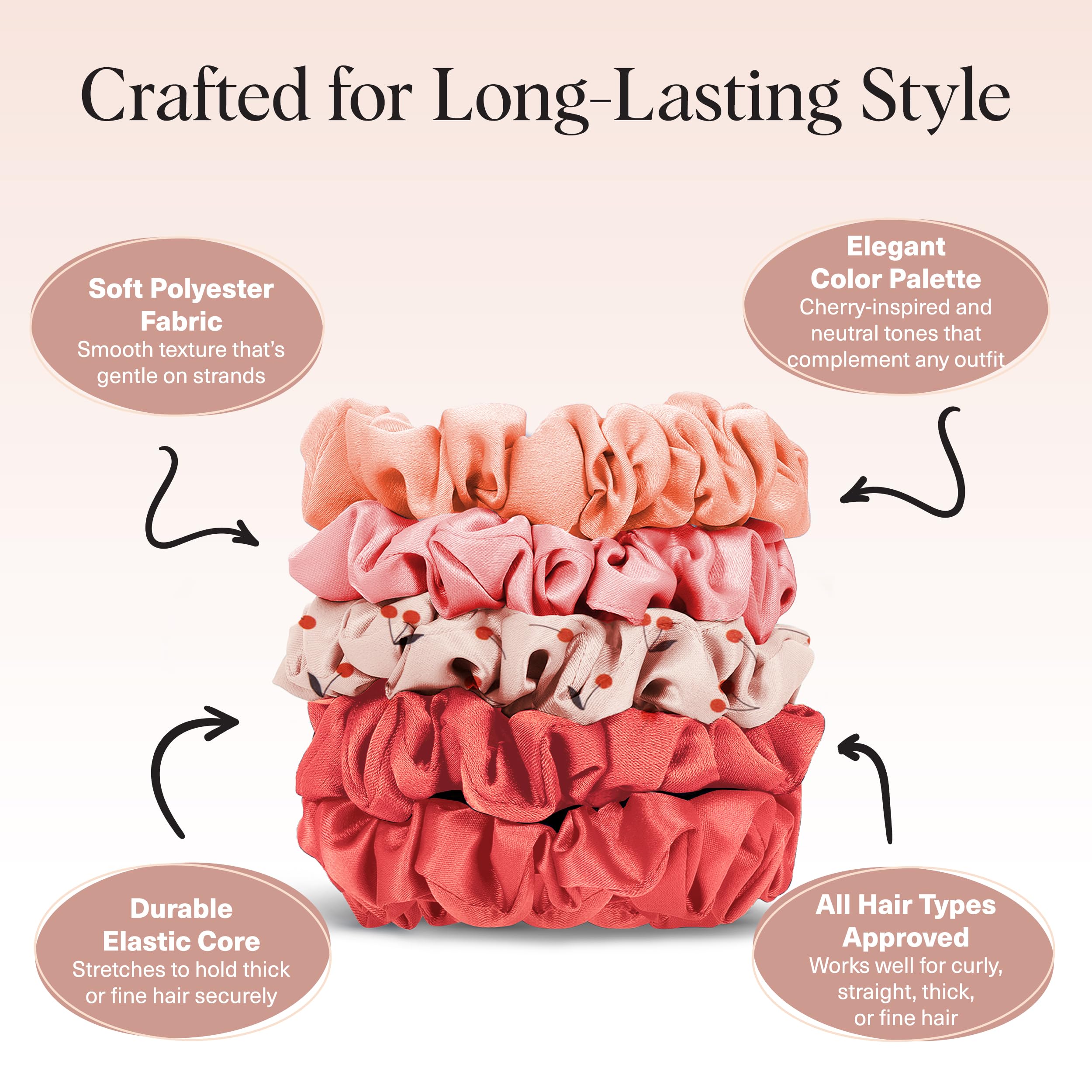 Kitsch scrunchie securing a ponytail showing gentle hold without creasing hair