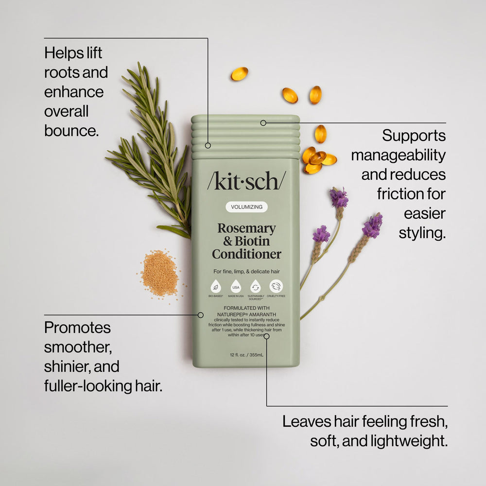 Kitsch pump and label close-up highlighting ingredients and color-safe formula