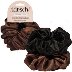 Kitsch recycled satin scrunchie front packaging showing two-color eco benefit