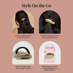 Kitsch cuff held in hand illustrating compact size and lightweight benefit