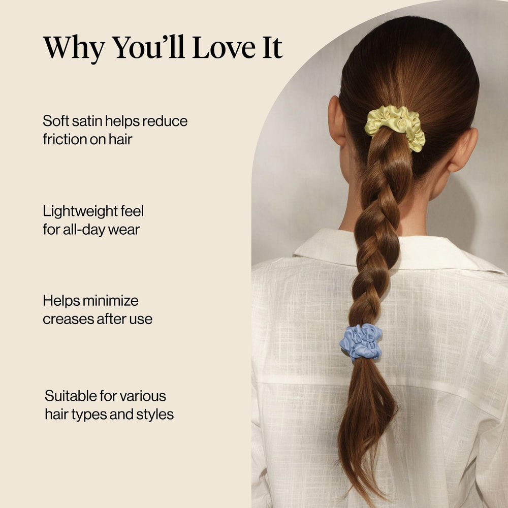 Kitsch scrunchie worn on wrist as accessory showing convenience and gentle hold benefit