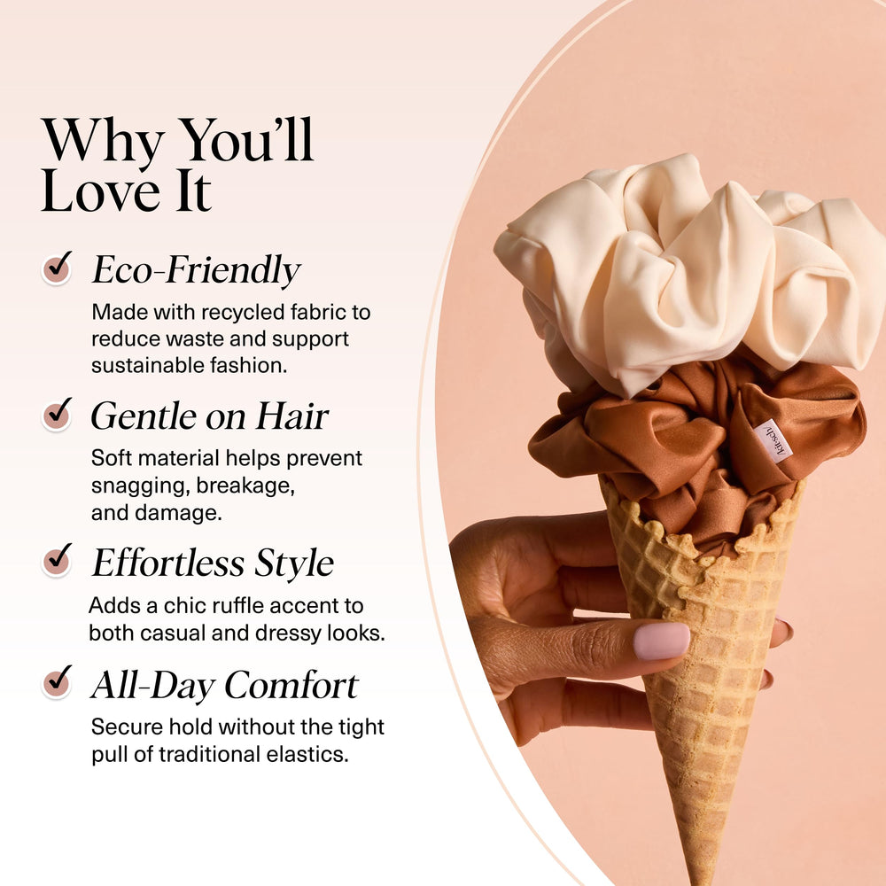 Kitsch scrunchies worn on wrist as accessory offering convenience and on-the-go styling