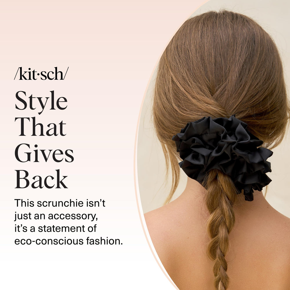Kitsch scrunchie styled in casual outfit setting, elevated everyday look