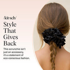 Kitsch scrunchie styled in casual outfit setting, elevated everyday look