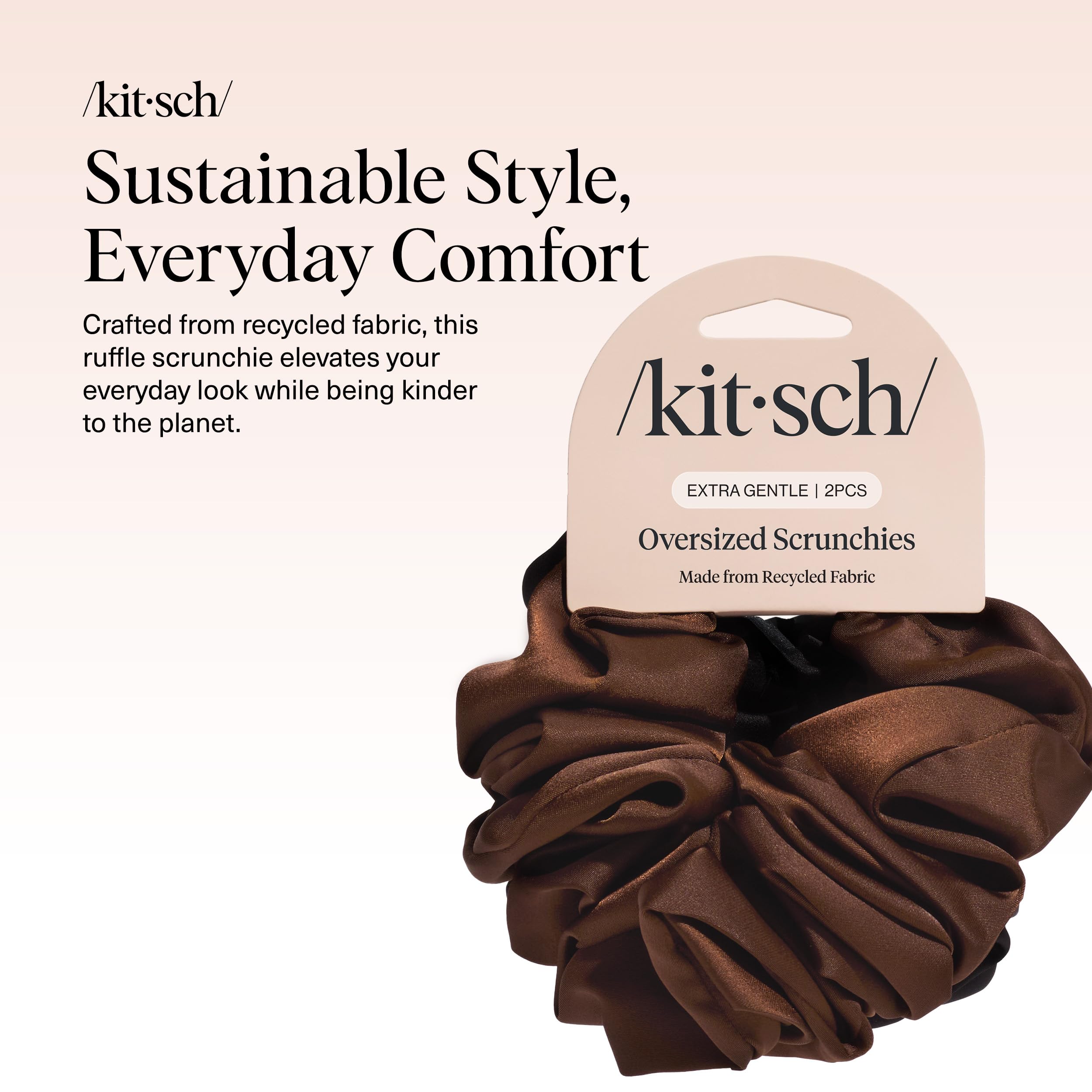 Kitsch satin scrunchie close-up texture highlighting smooth, hair-friendly surface