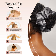 Kitsch scrunchies side-by-side showing relative size and flexible elastic advantage