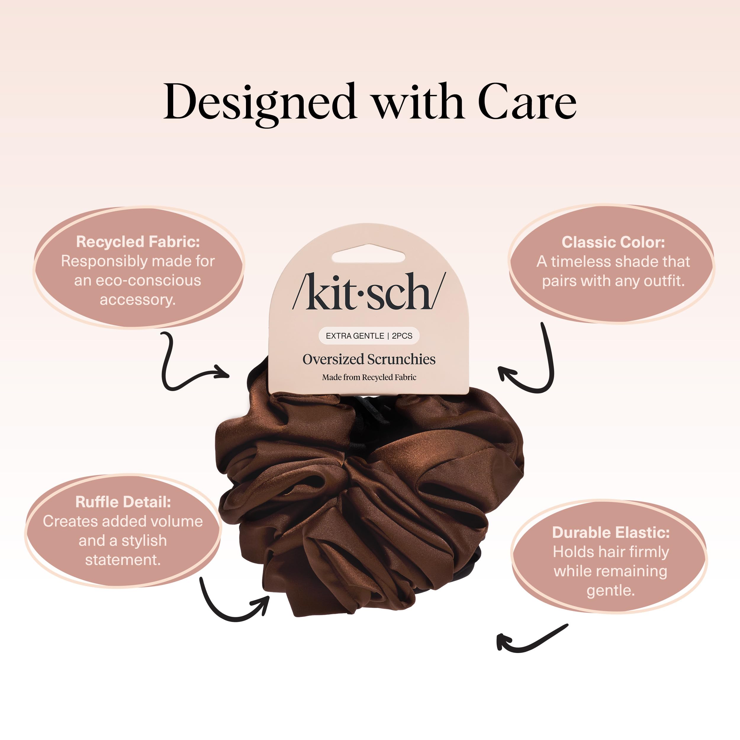 Kitsch scrunchie securing a high ponytail for secure all-day hold
