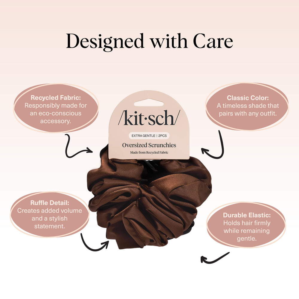 Kitsch scrunchie securing a high ponytail for secure all-day hold