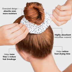 Kitsch scrunchie worn on wrist for on-the-go towel convenience