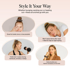 Kitsch ultra-petite scrunchie securing a small bun with elegant finish