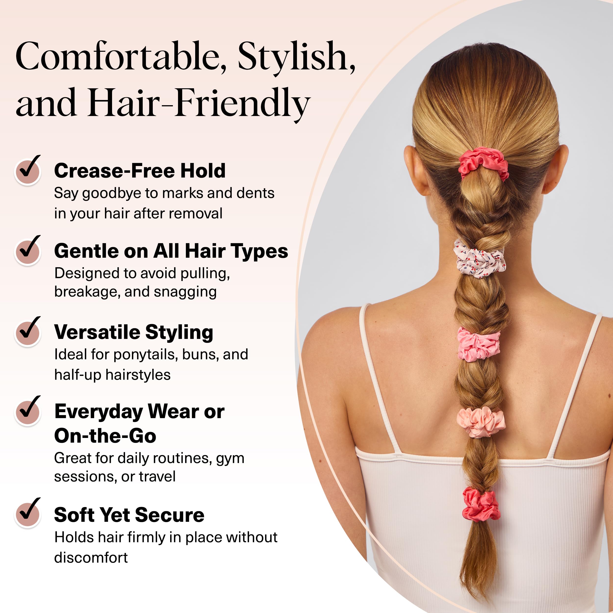 Kitsch scrunchie worn on wrist in casual outfit showing convenient hand carry benefit
