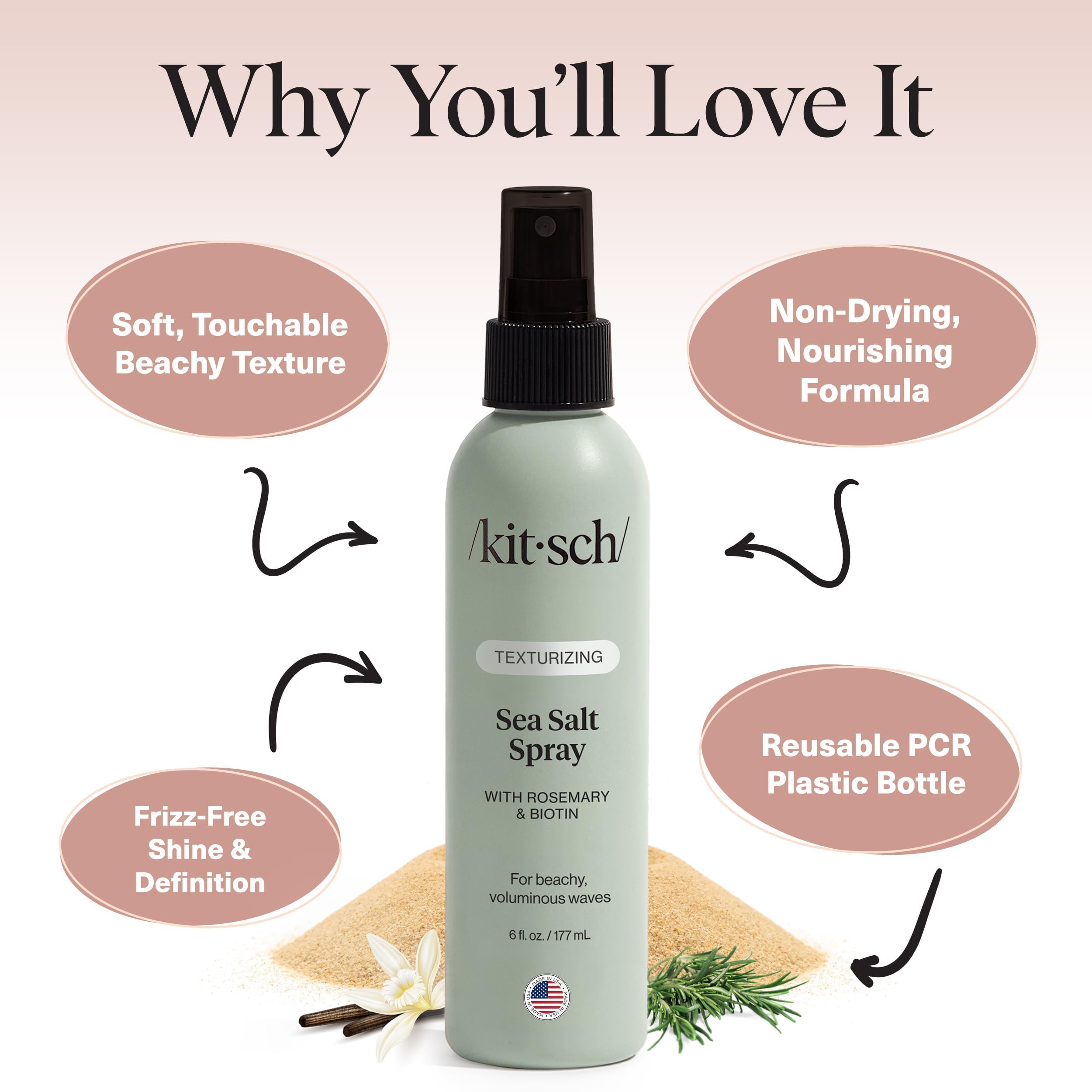 Kitsch close up label highlighting rosemary, biotin, and magnesium benefits