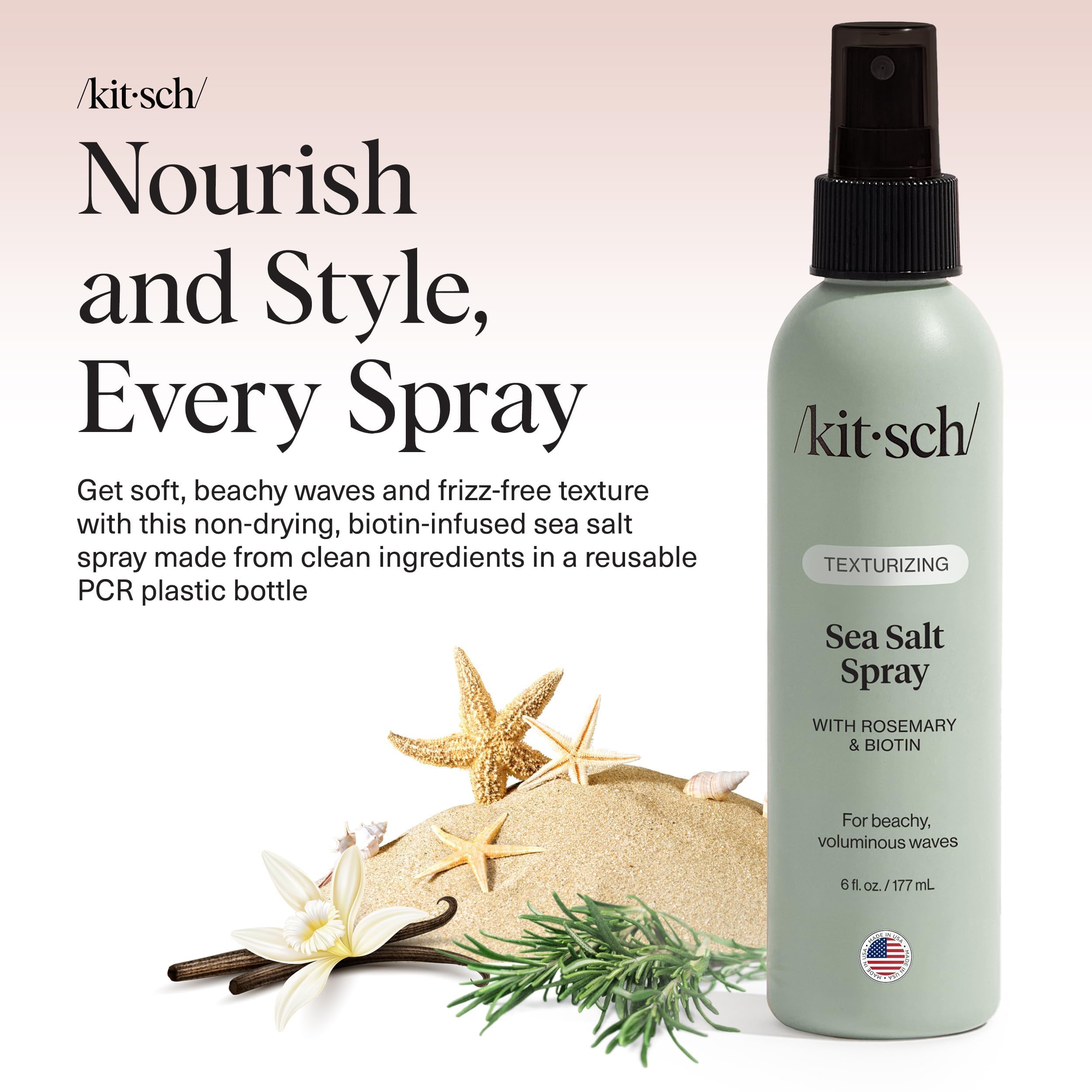 Kitsch spray misting from bottle to demonstrate even application and control