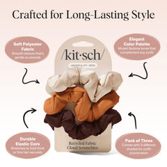 Kitsch scrunchies Sedona worn in ponytail demonstrating secure, crease-free hold