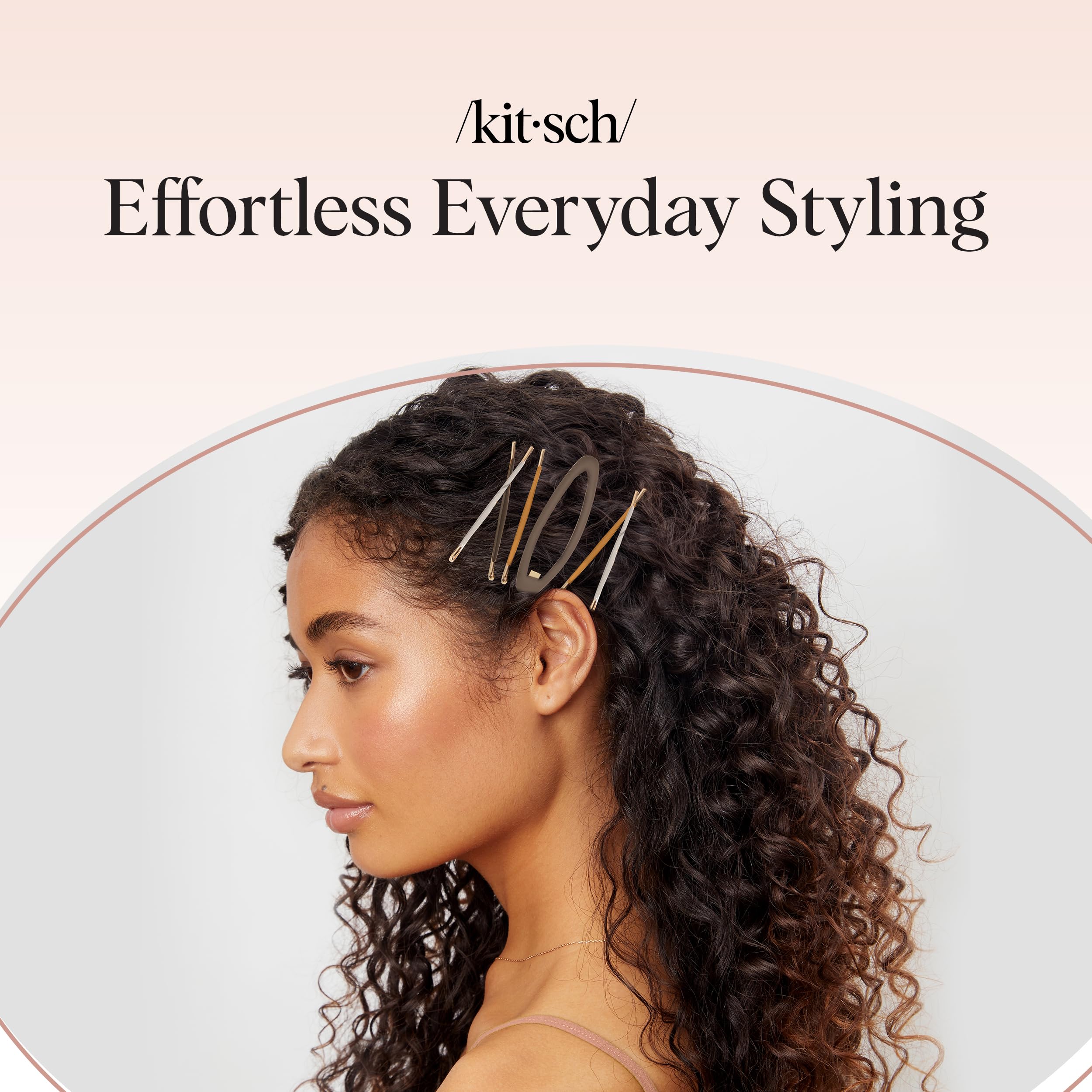 Kitsch lifestyle model wearing clips outdoors adding effortless polished style