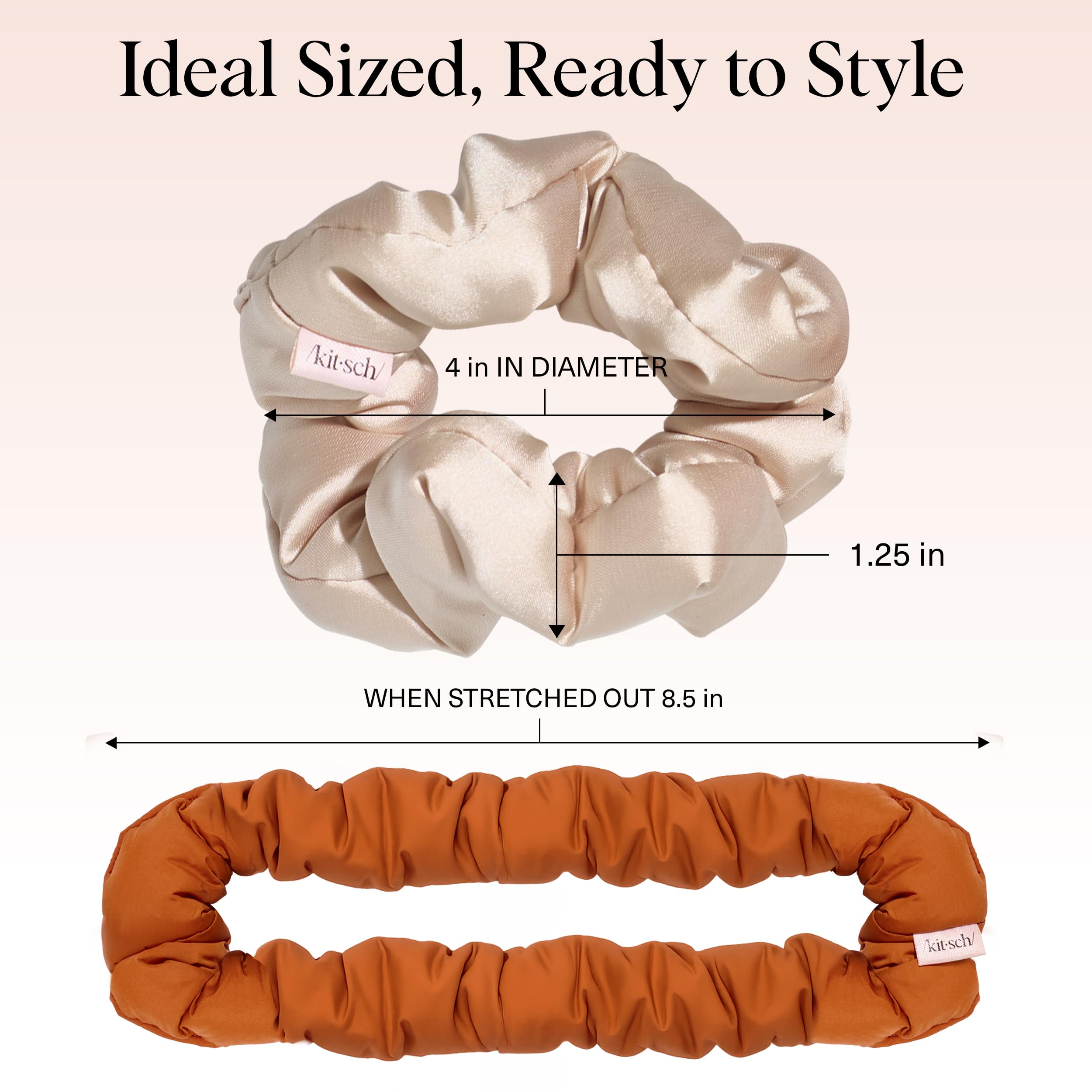Kitsch scrunchies Sedona in messy bun showing comfortable, voluminous styling
