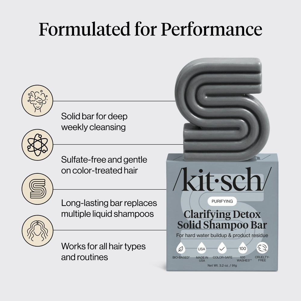 Kitsch shampoo bar close-up texture highlighting concentrated cleansing action