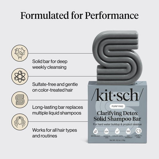 Kitsch shampoo bar close-up texture highlighting concentrated cleansing action