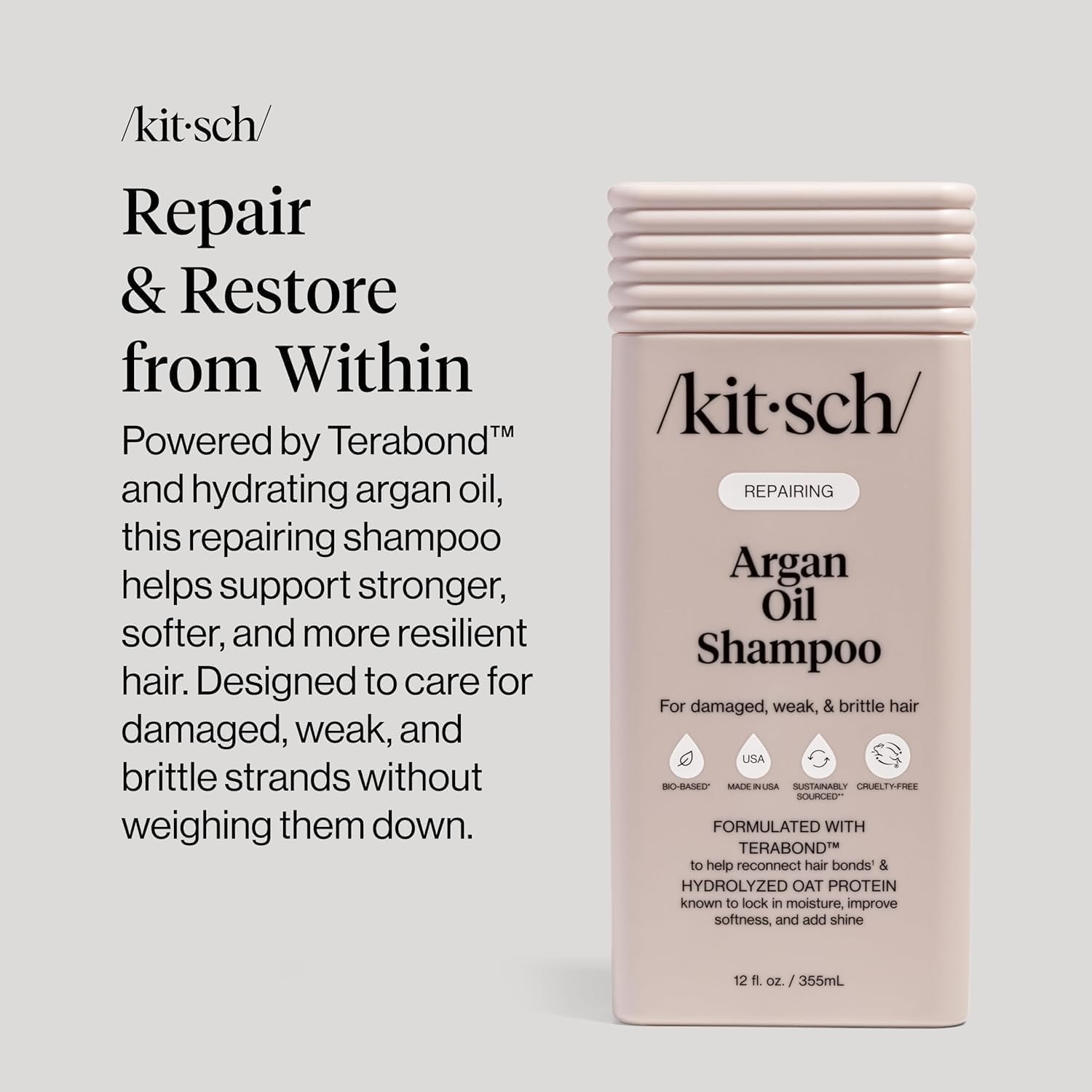 Kitsch shampoo staged in bathroom for lifestyle appeal and daily routine