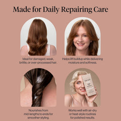 Kitsch before and after hair strands showing reduced breakage and shine