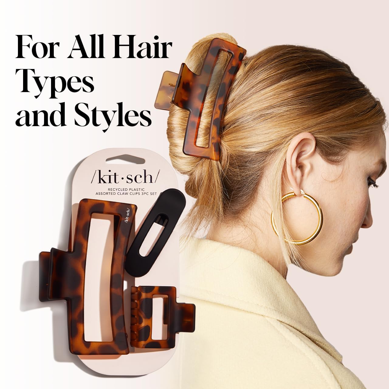 Kitsch clips in hand for scale showing sizes and travel convenience