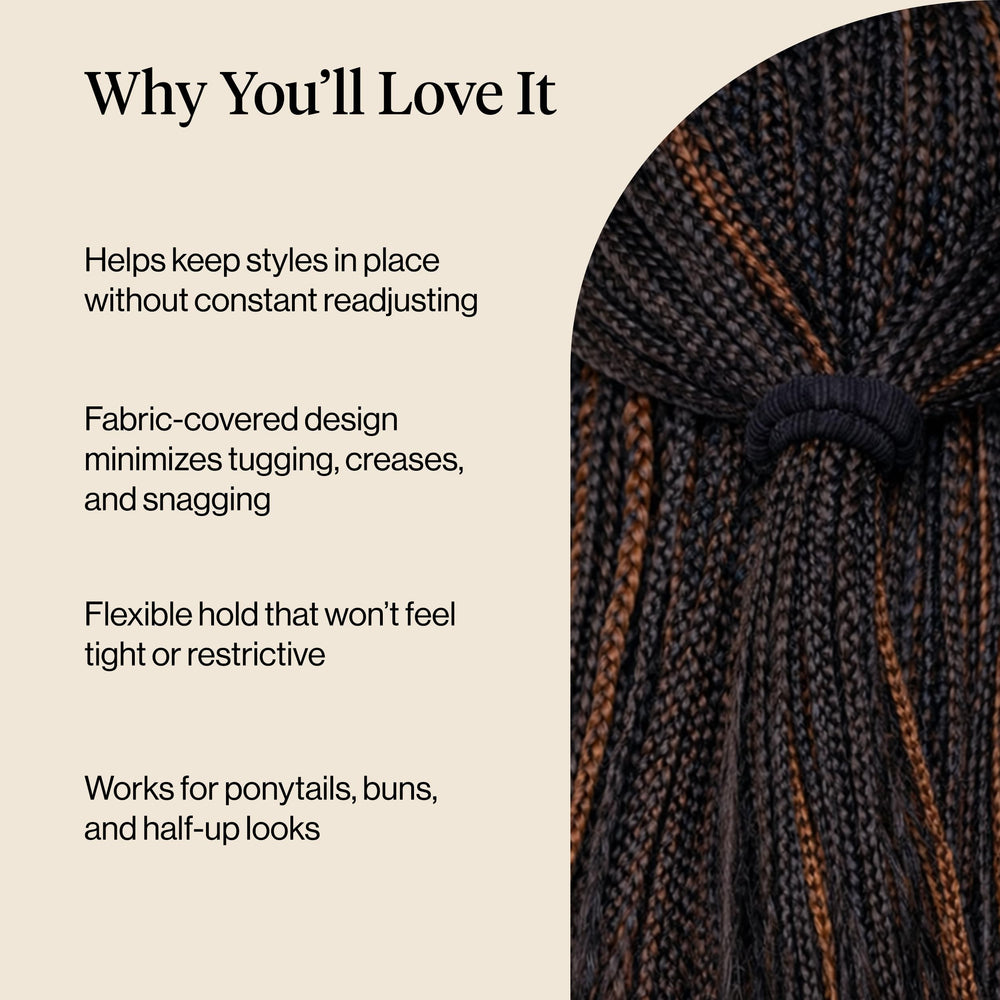 Kitsch fabric edge detail showing soft cover that prevents hair breakage