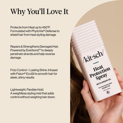 Kitsch spraying on damp hair before styling for thermal defense and manageability