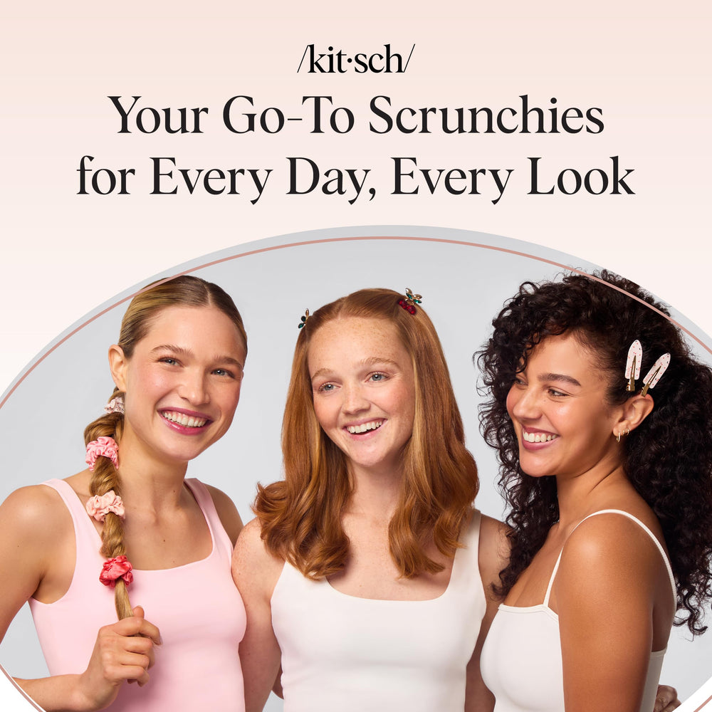 Kitsch scrunchies with storage pouch showing travel-ready protection and neat storage