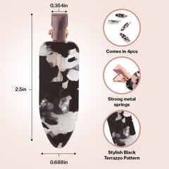 Kitsch close-up of black terrazzo texture with durable glossy finish