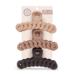 Kitsch three neutral color clips flat lay offering outfit-coordinating versatility