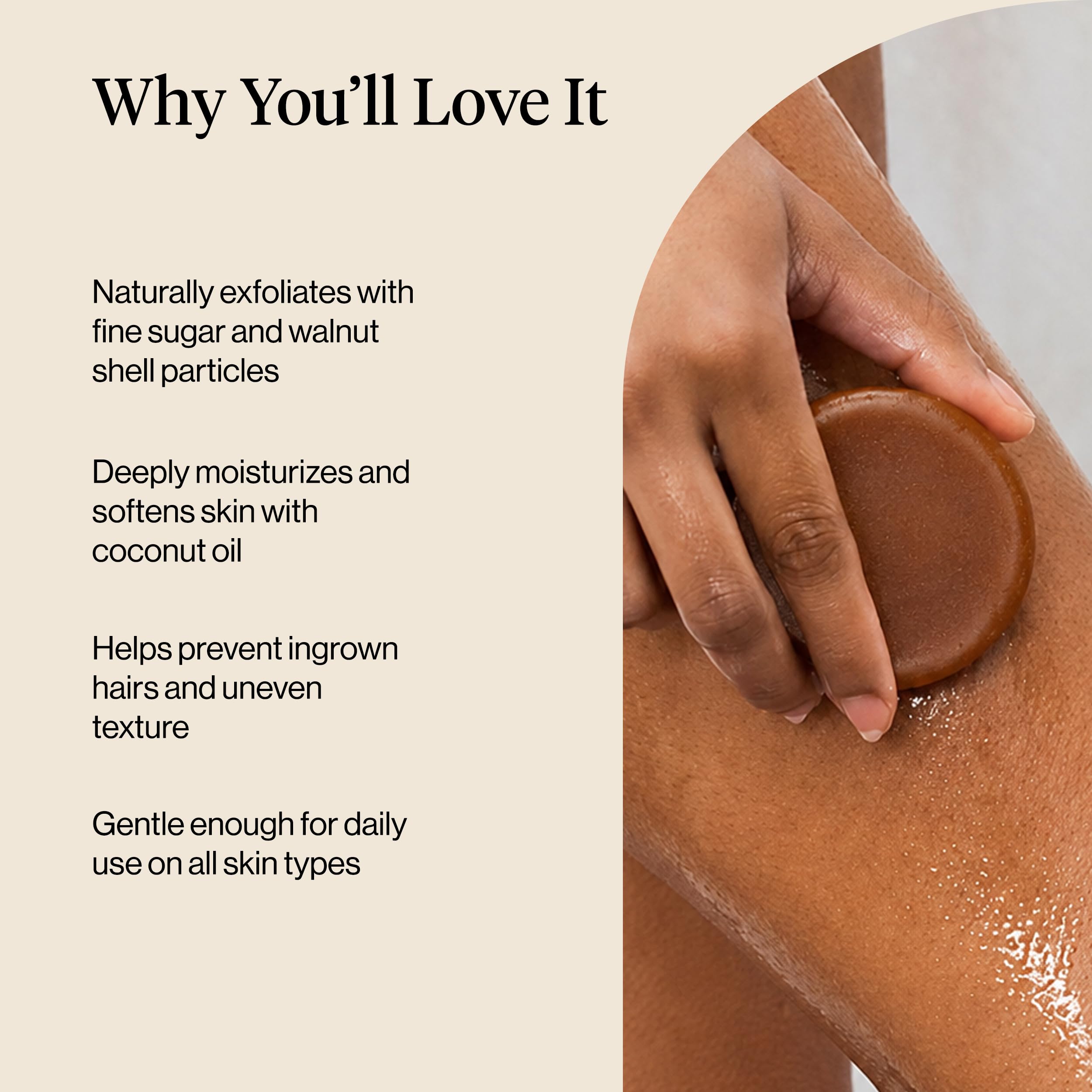 Kitsch walnut shell granules detail highlighting refining exfoliation benefit