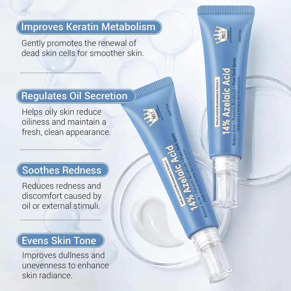 KIUORET label highlighting azelaic, hyaluronic, niacinamide and squalane