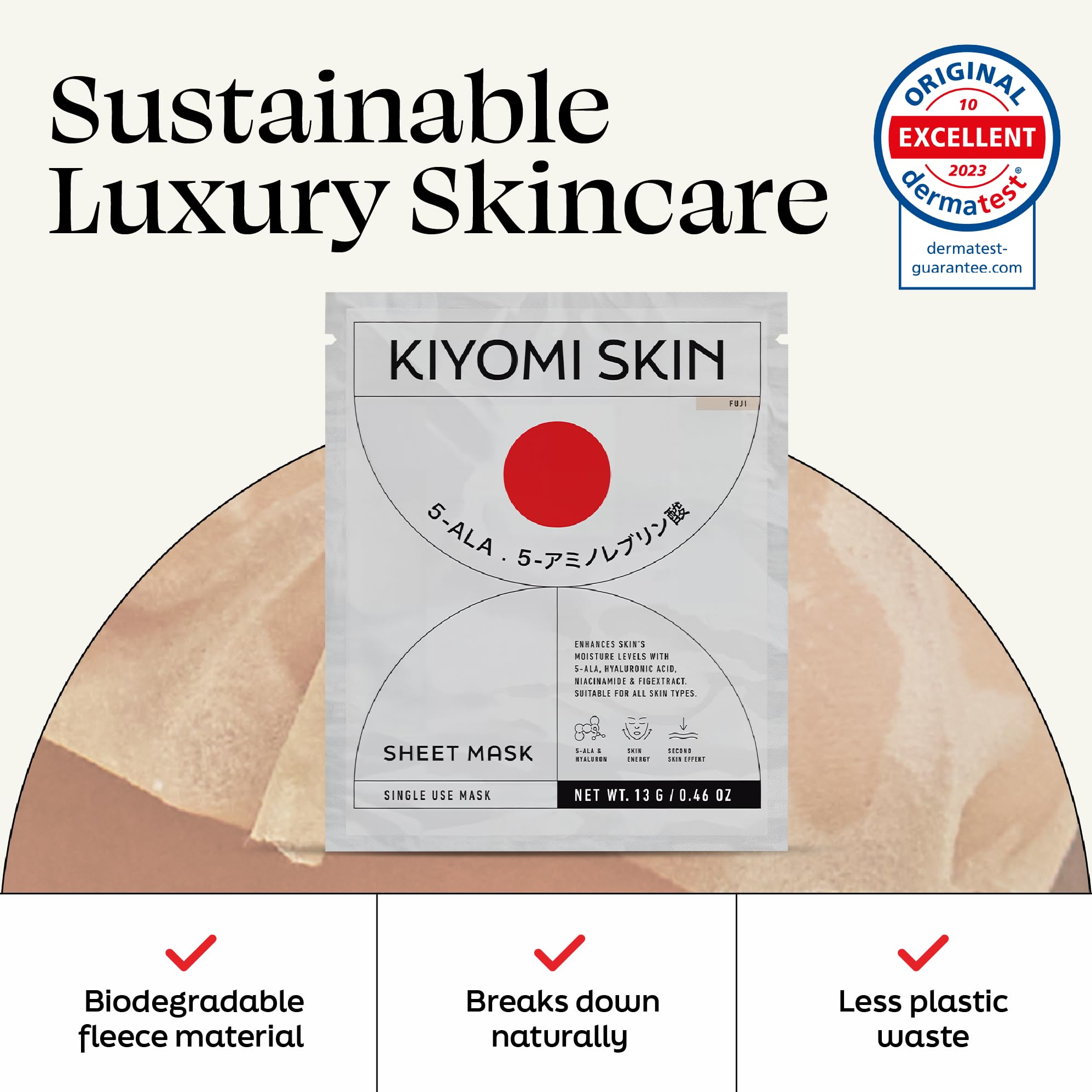 Kiyomi Skin key ingredients arranged to show hyaluronic and botanical blend