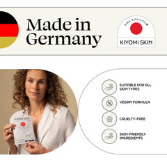 Kiyomi Skin mask next to hand to show size and easy application