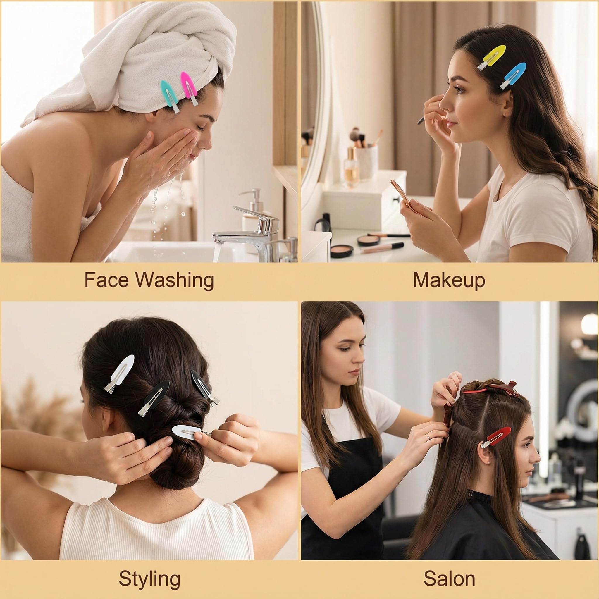 KJML DIY clip holding bangs showing crease-free setting for clean fringe