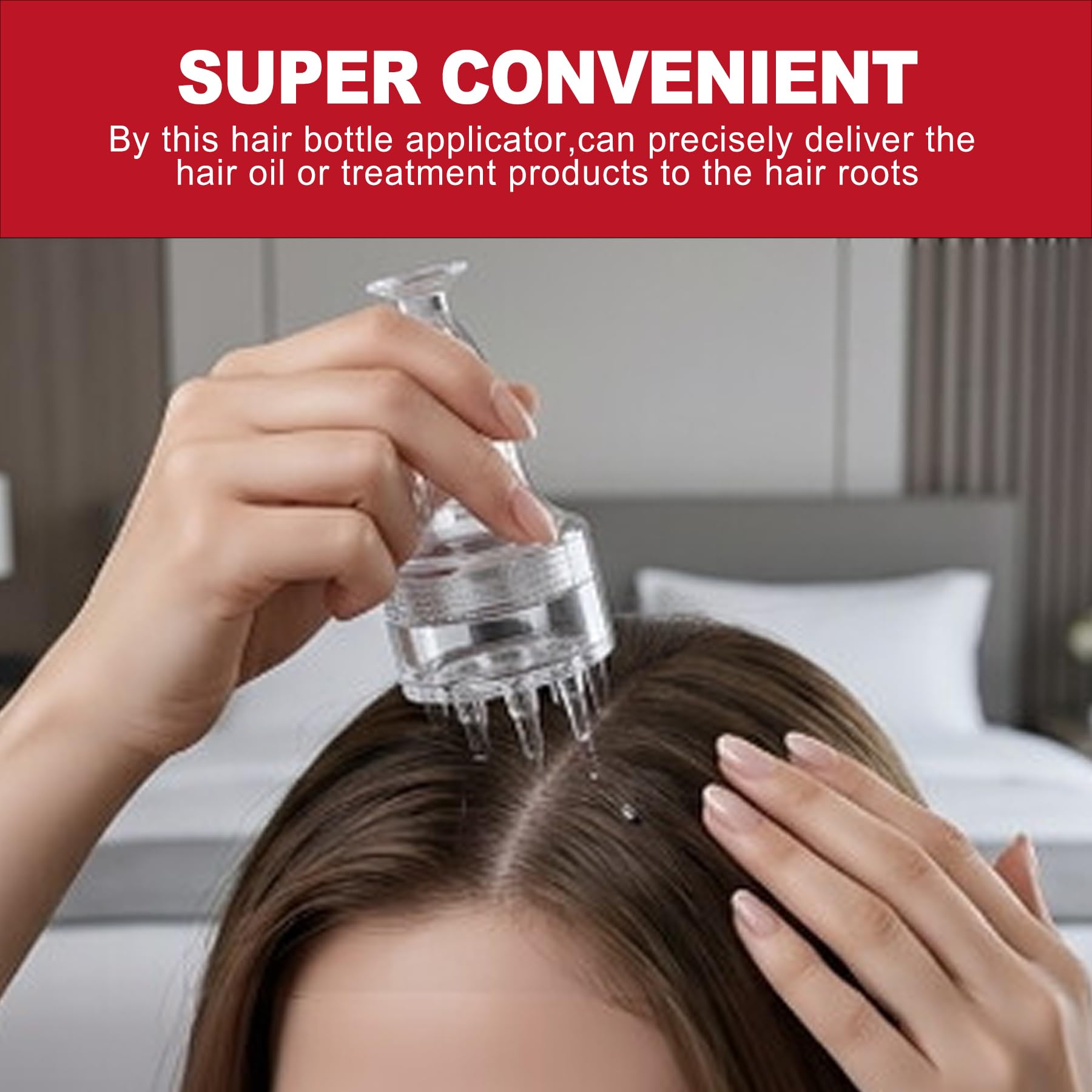 KlayXira applicator in use on scalp delivering product evenly and cleanly