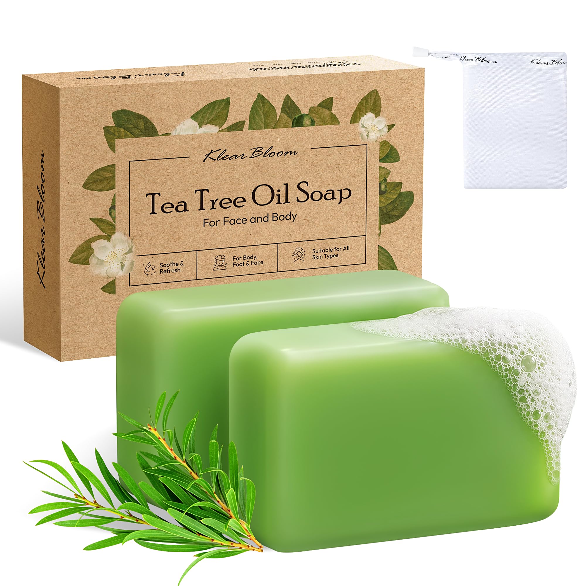 KlearBloom front packaging showing two bars and hygienic benefits