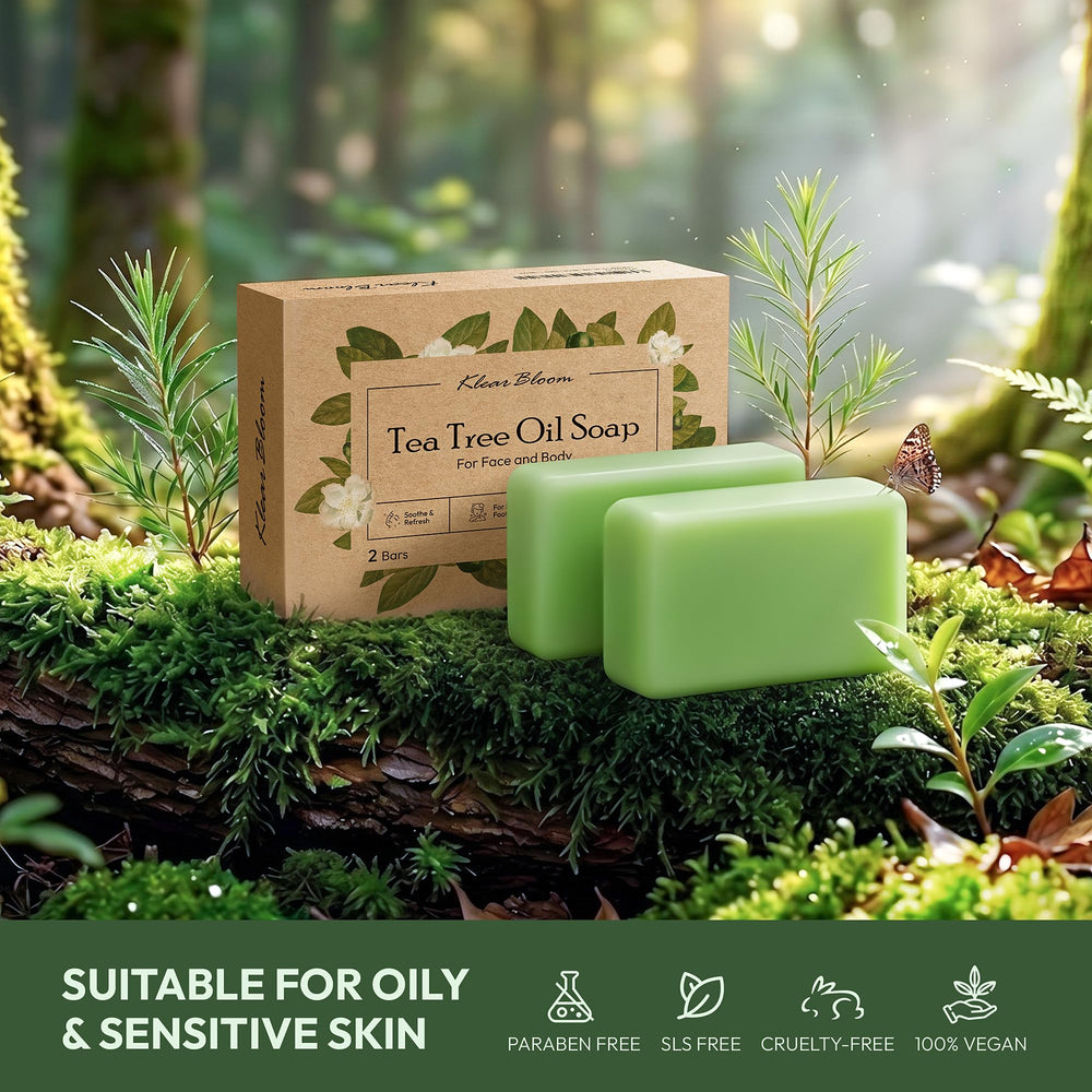 KlearBloom bar on shower shelf in lifestyle shot promoting refreshed skin