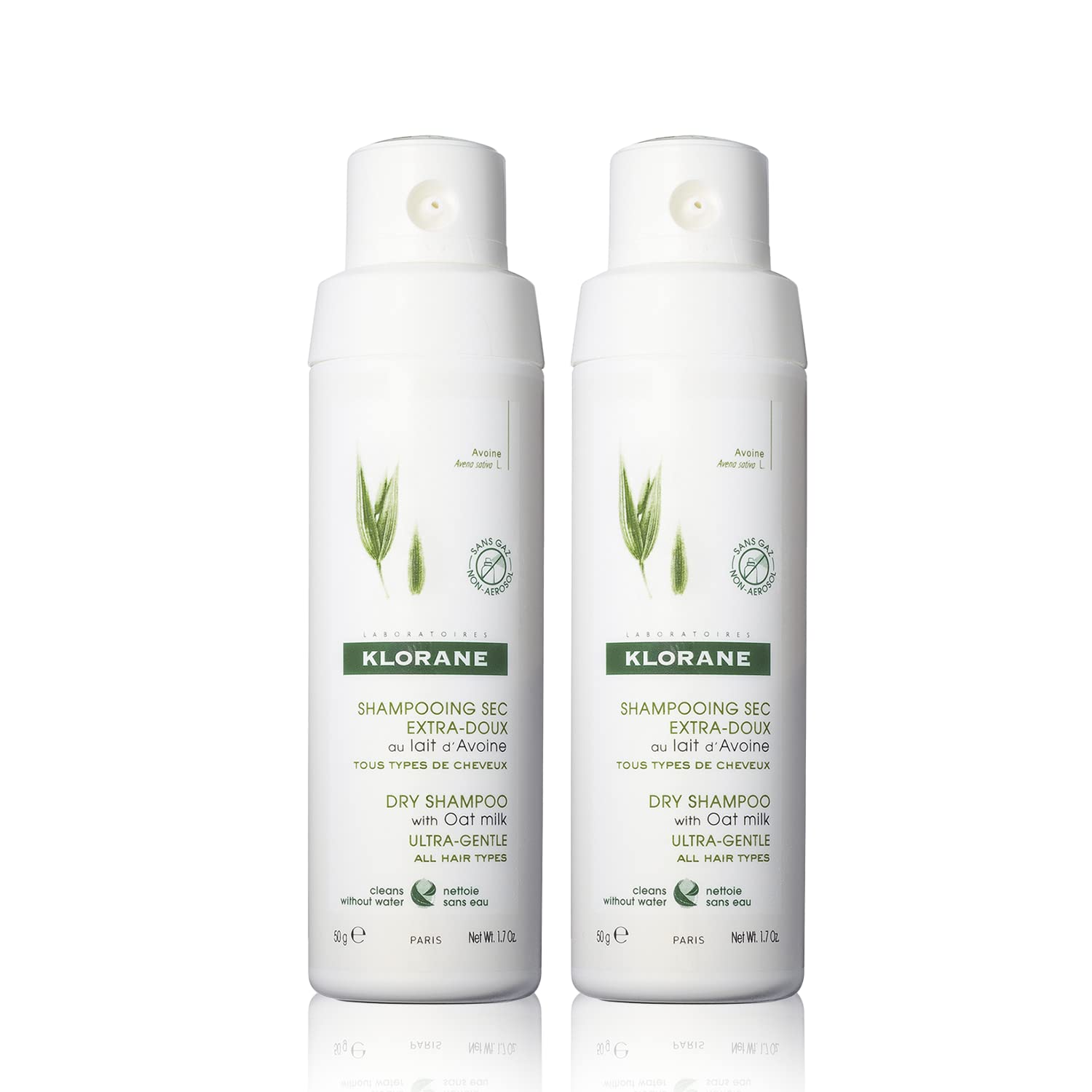 Klorane front packaging showing eco-friendly non-aerosol benefits and travel size